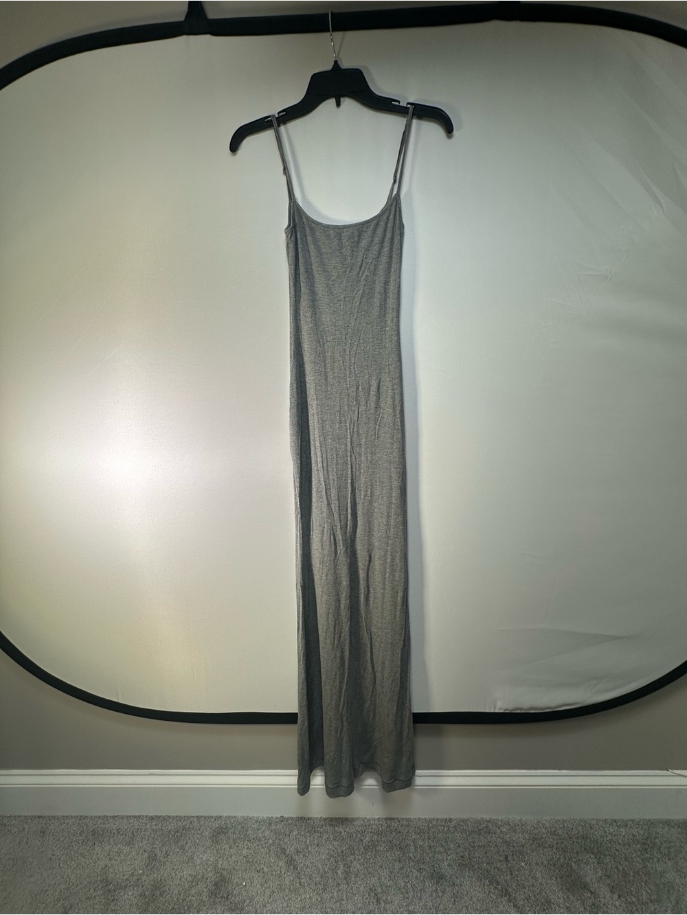 SKIMS Grey Ribbed Spaghetti-Strap Maxi Dress - Picture 2 of 5